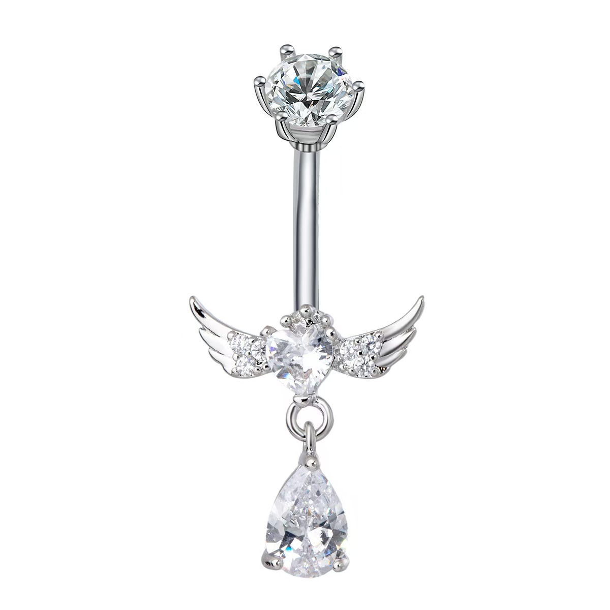 Gold Heart Stainless Steel Navel Ring Dangle Belly Button Piercing Jewelry - Image 4