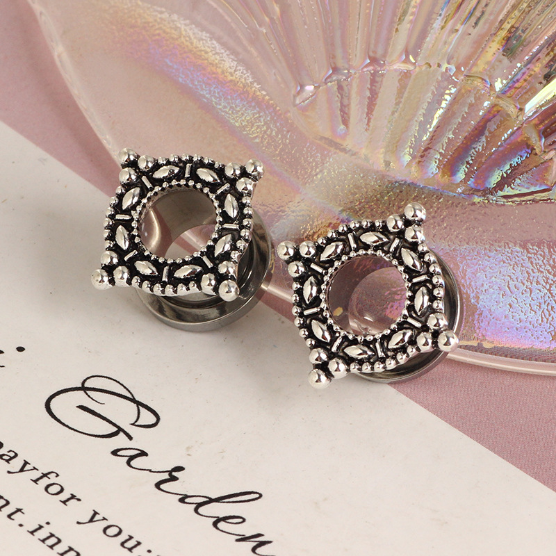 Stainless Steel Auricle Pentagon Channel Ear Expansion Earrings for Cartilage Piercing - Trending 2022 Summer - Image 3