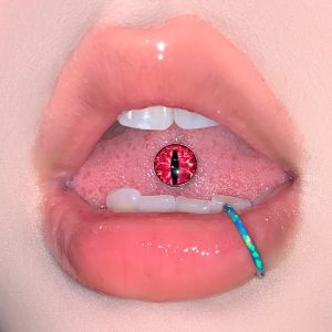 Red Cat Eye Tongue Nail Steel Titanium External Thread Tongue Barbell Body Piercing Jewelry Wholesale
