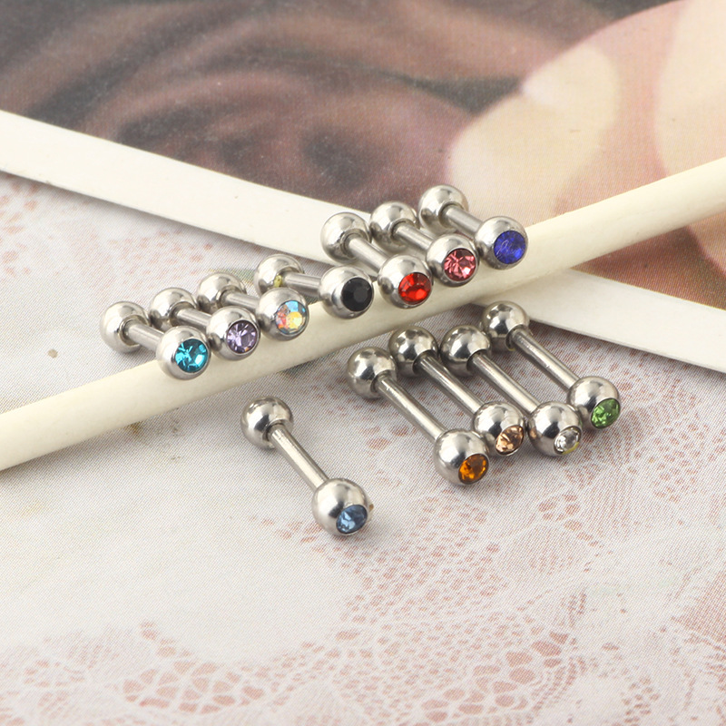 Stainless Steel Single Head Rhinestone Star Ear Stud Cartilage Piercing Jewelry 1.2*6*3 Straight Rod - Image 5