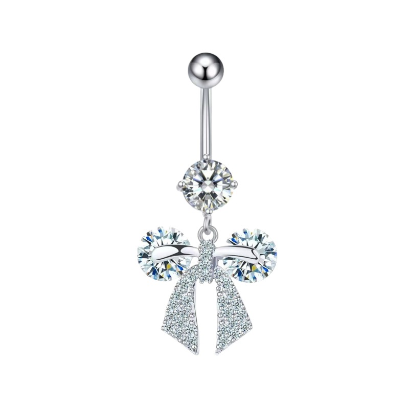 Exotic Geometric High-End Bow Navel Ring with Zircon - Copper Body Piercing Jewelry Wholesale - Image 3