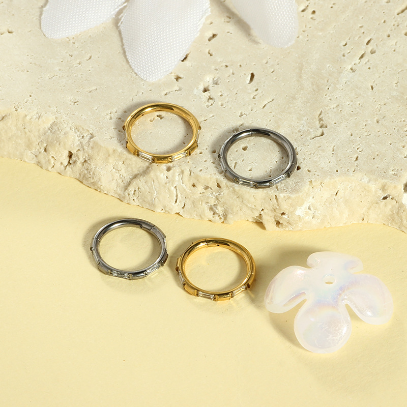 F136 G23 Titanium Diamond Nose Ring Clicker Ear Lip Ring Niche Simple Piercing Body Jewelry - Image 3