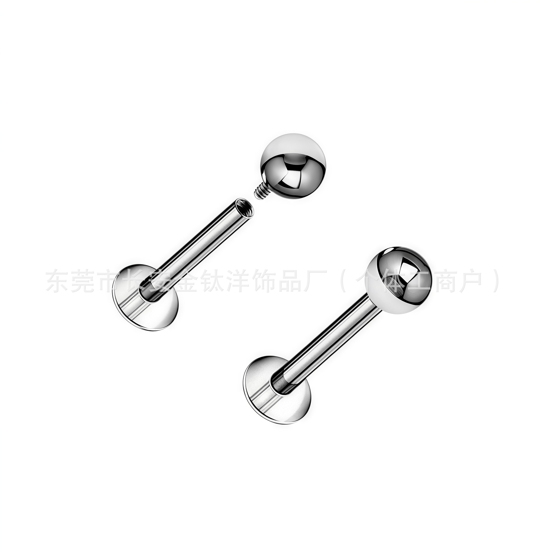 Titanium Lip Nail Round Ball Tongue Nail Ear Bone Nail Inner Tooth Flats Bottom Rod G23 Titanium Alloy Body Piercing Jewelry - Image 2