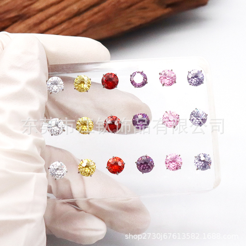 F136 Titanium Stud Earrings with Fireworks Zirconium - G23 Titanium Alloy Thread Pin for Ear Bone Nail - Body Piercing Jewelry Lip Nail Earrings - Image 3