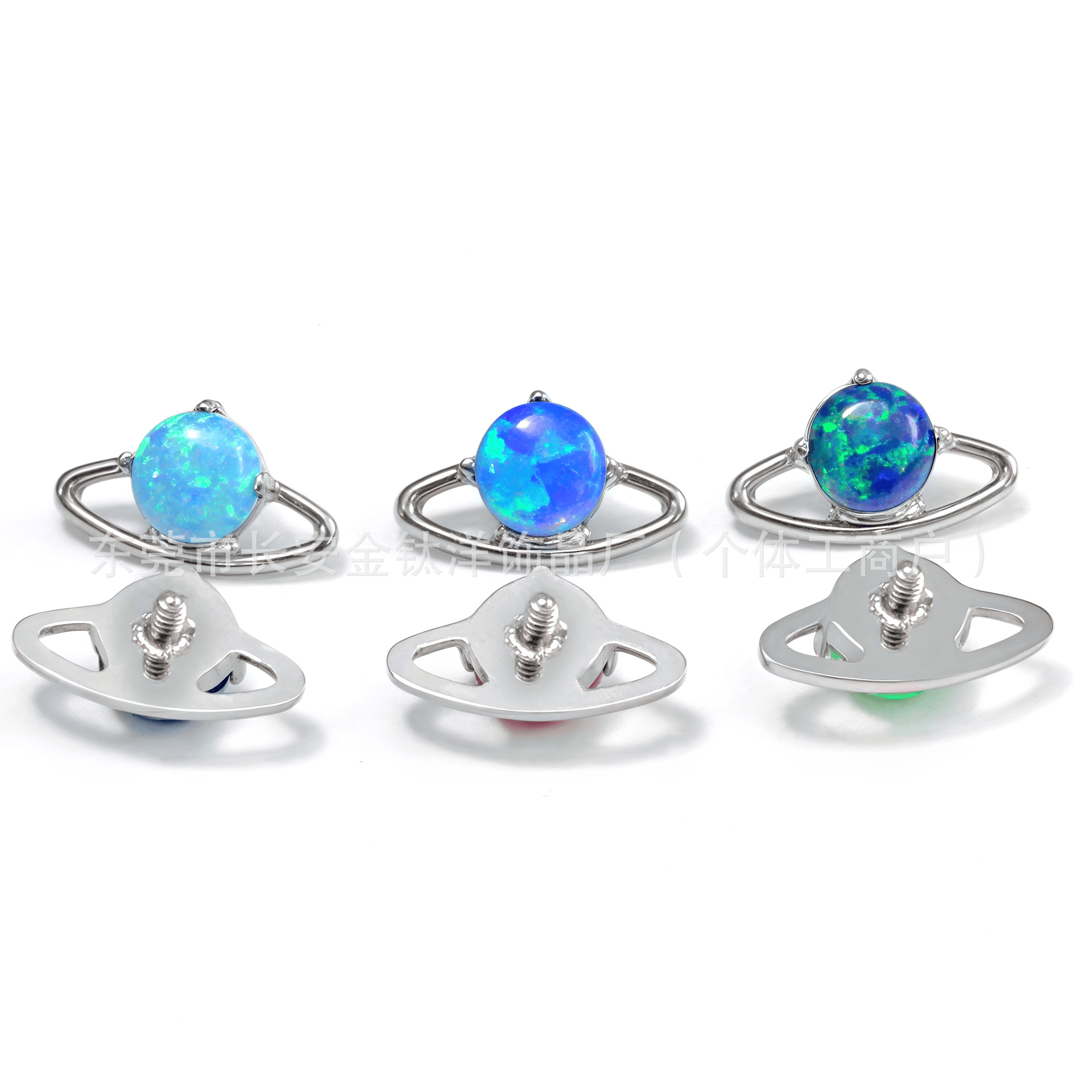 F136 Titanium Round Planet Orbit Opal Lip Stud Earring Cochlear Ear Bone Stud G23 Titanium Alloy Piercing Jewelry - Image 3