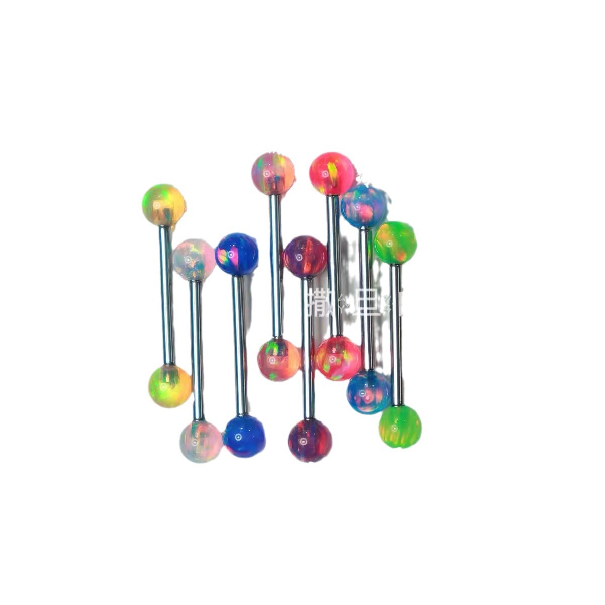 Aurora Opal Tongue Nail Opal External Thread High Quality Jelly Color Opal Nebula Opal Wholesale Tongue Piercing Barbell - Image 5