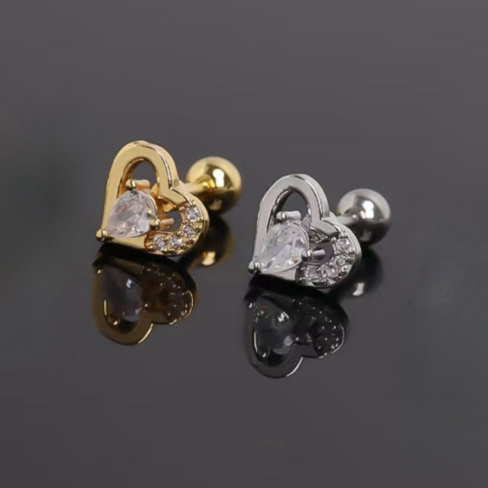 Classic Butterfly Diamond Stud Ear Nail Screw Piercing Earring Women's Fashion 18K Gold Plated - Image 2