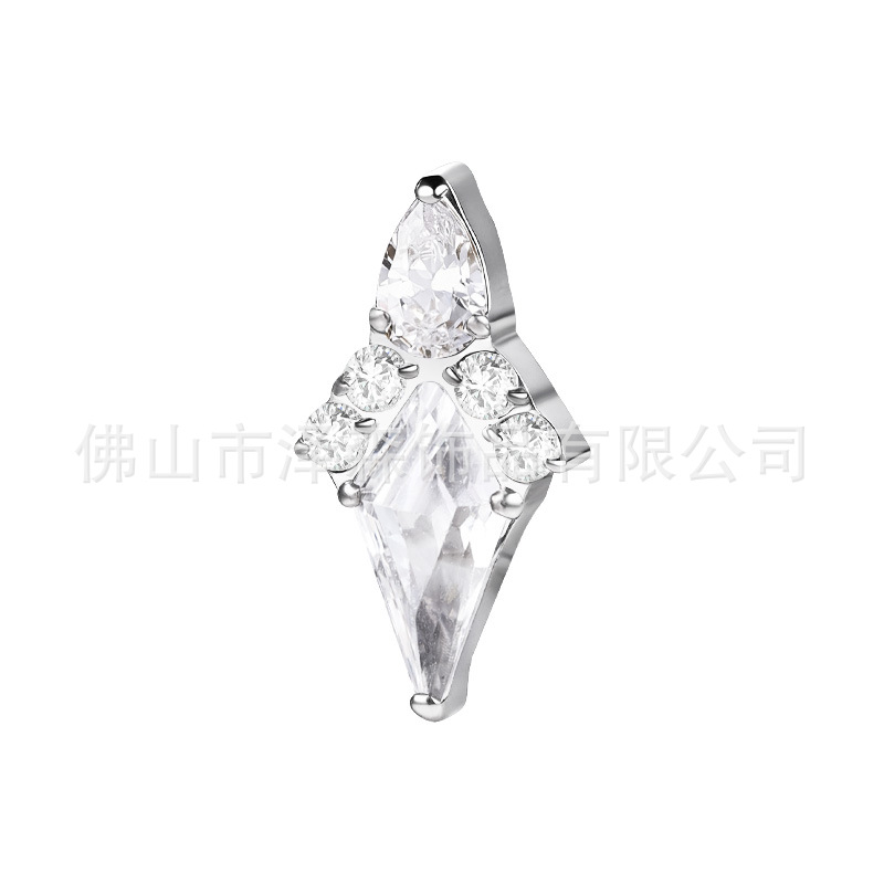 F136 Titanium Alloy Rhombus Zircon Ear Bone Studs Lip Tongue Body Piercing Jewelry - Image 4