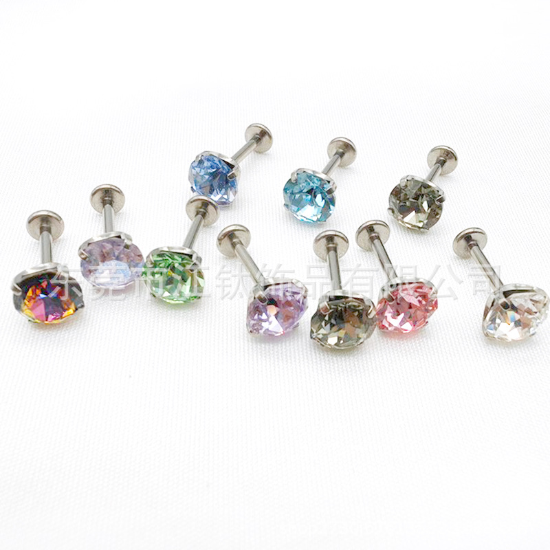 Titanium Flash Genuine Stone F136 Ear Bone Nail Lip Nail G23 Titanium Alloy Inner Spiral Drill Bit Ear Stud - Image 4