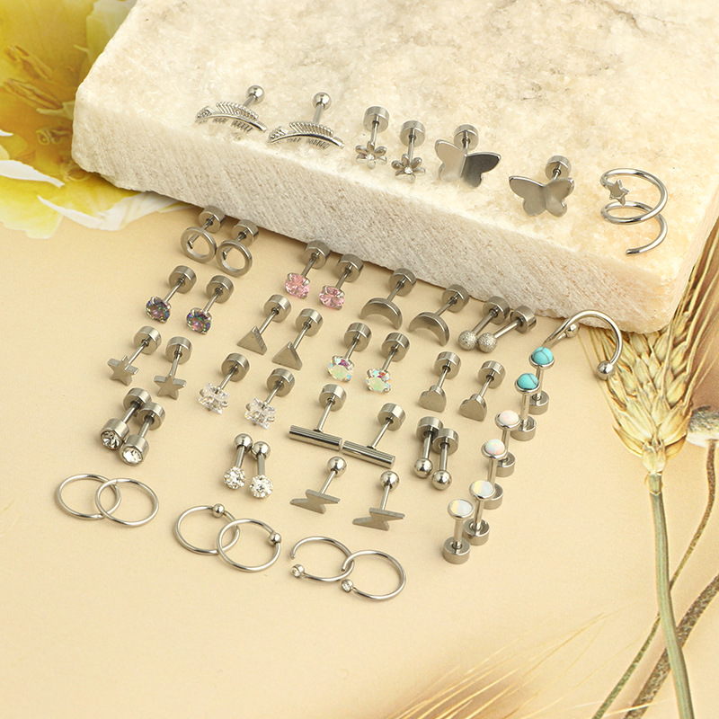 Zircon Flower Stainless Steel Labret Stud Ear Piercing Jewelry Square CZ Lip Stud - Image 5