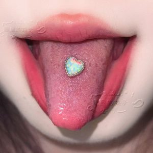 Satan's Child C-Position Star Galaxy Opal Tongue Barbell 316L Surgical Steel Externally Threaded Tongue Ring