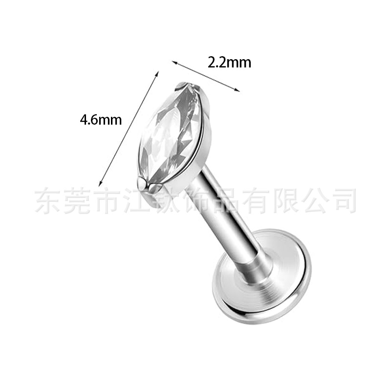 G23 Titanium Horse Eye Stud Earring 5A Zircon Lip Stud Cross-Border Body Piercing Cartilage Jewelry - Image 2