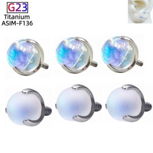 F136 Titanium Three-Claw Empty Holder with Moonlight Ball, DIY Claw Holder Accessory, G23 Titanium Alloy Piercing Jewelry