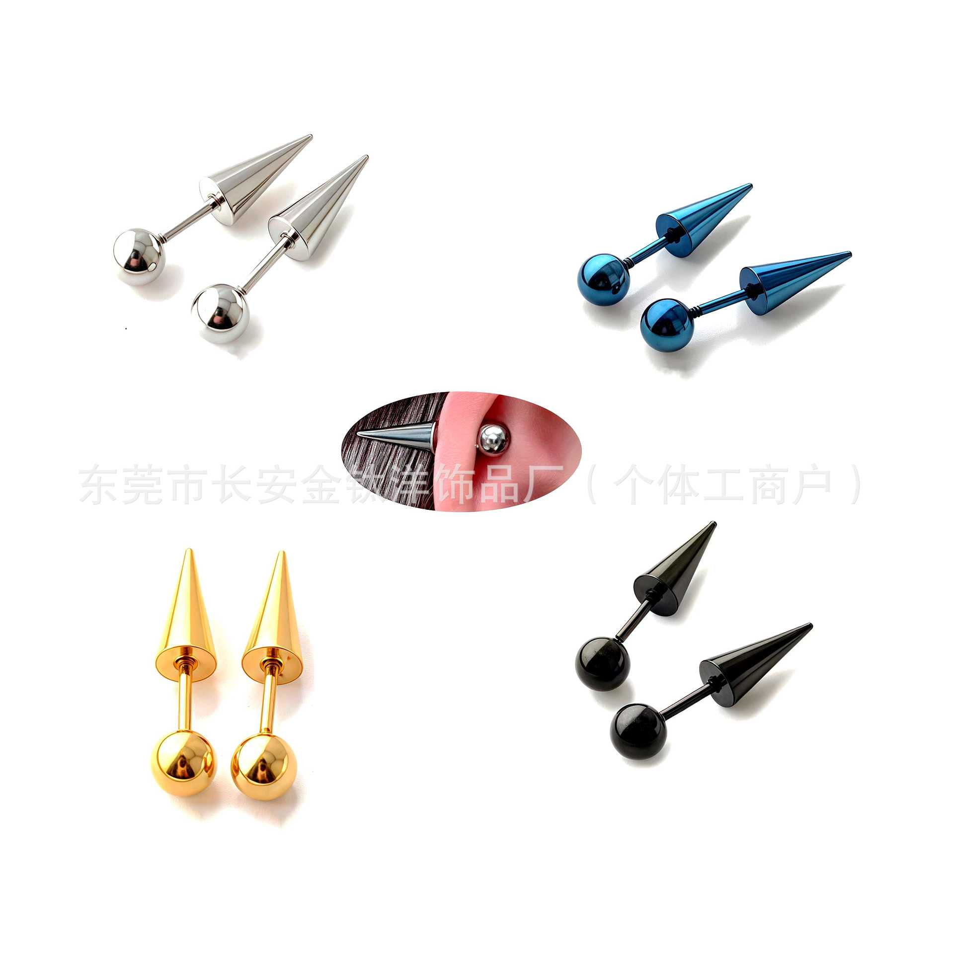 F136 Titanium Internally Threaded Double-Ended Pointed Ball Ear Studs - Cartilage Earrings for Helix Tragus Piercing - Image 4