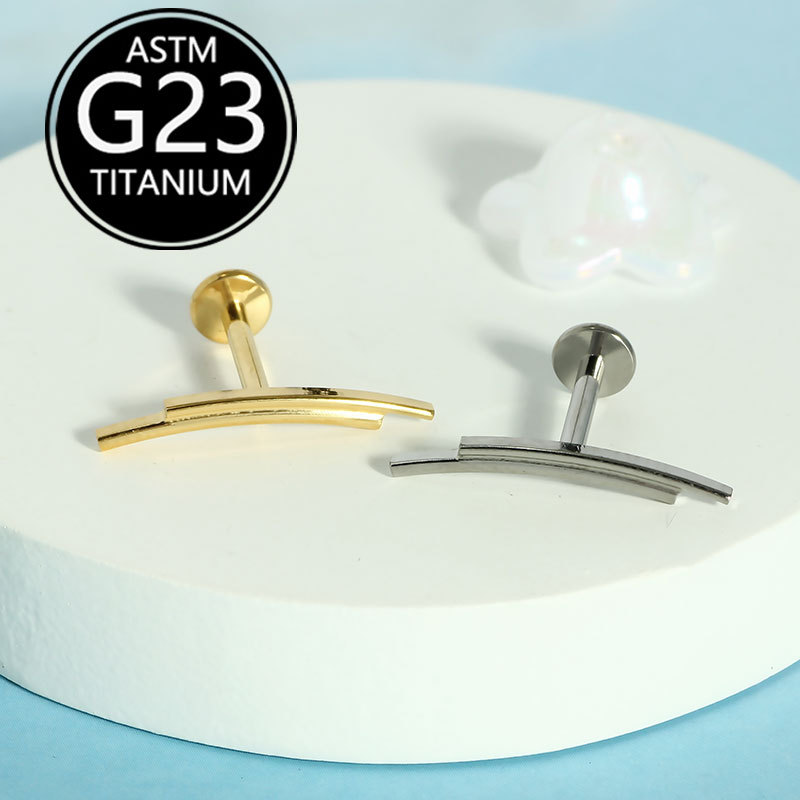 F136 Titanium Alloy Internally Threaded Flat Bottom Lip Piercing Stud - Length 6-10mm G23 Titanium Earring - Image 3