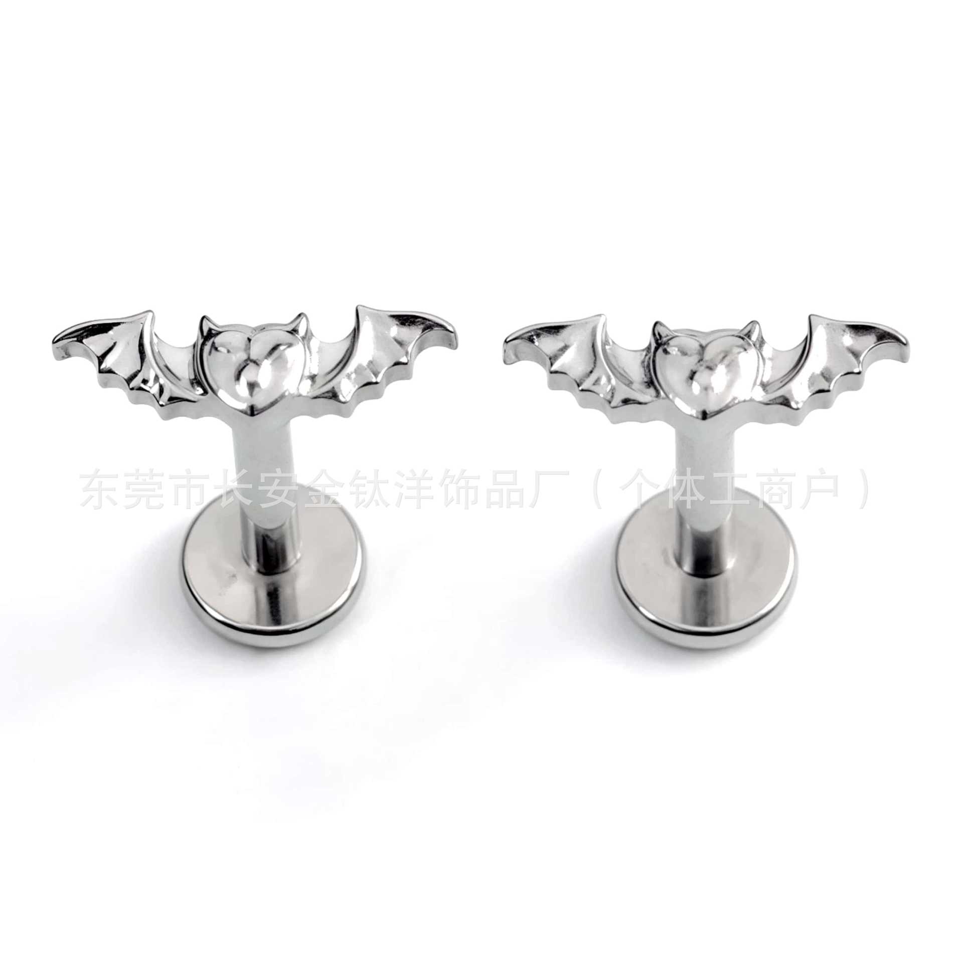 F136 Titanium Internal Thread Smooth Bat Earrings Lip Nails Nose Piercing Jewelry - Image 2
