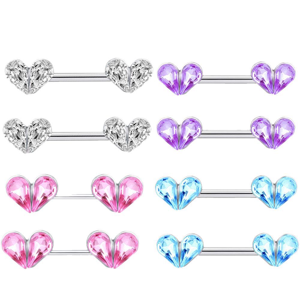 Heart Shape Zircon Nipple Rings Stainless Steel Nipple Studs Body Piercing Jewelry Pair for Sale Wholesale - Image 5