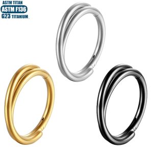 F136 Titanium Nose Ring Seamless Open Hoop Earring for Women Septum Piercing Black