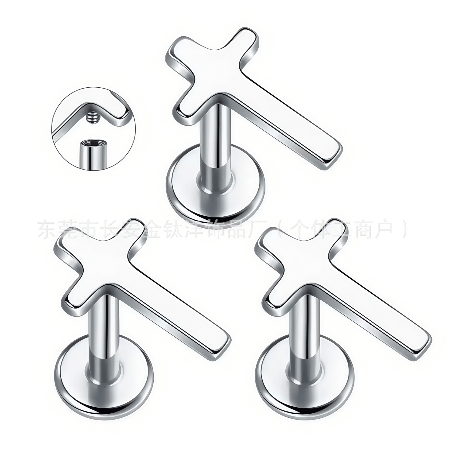 F136 Titanium Internally Threaded Star Heart Moon Lightning Cross Lip Stud Ear Bone Stud - G23 Titanium Alloy Piercing Jewelry - Image 3