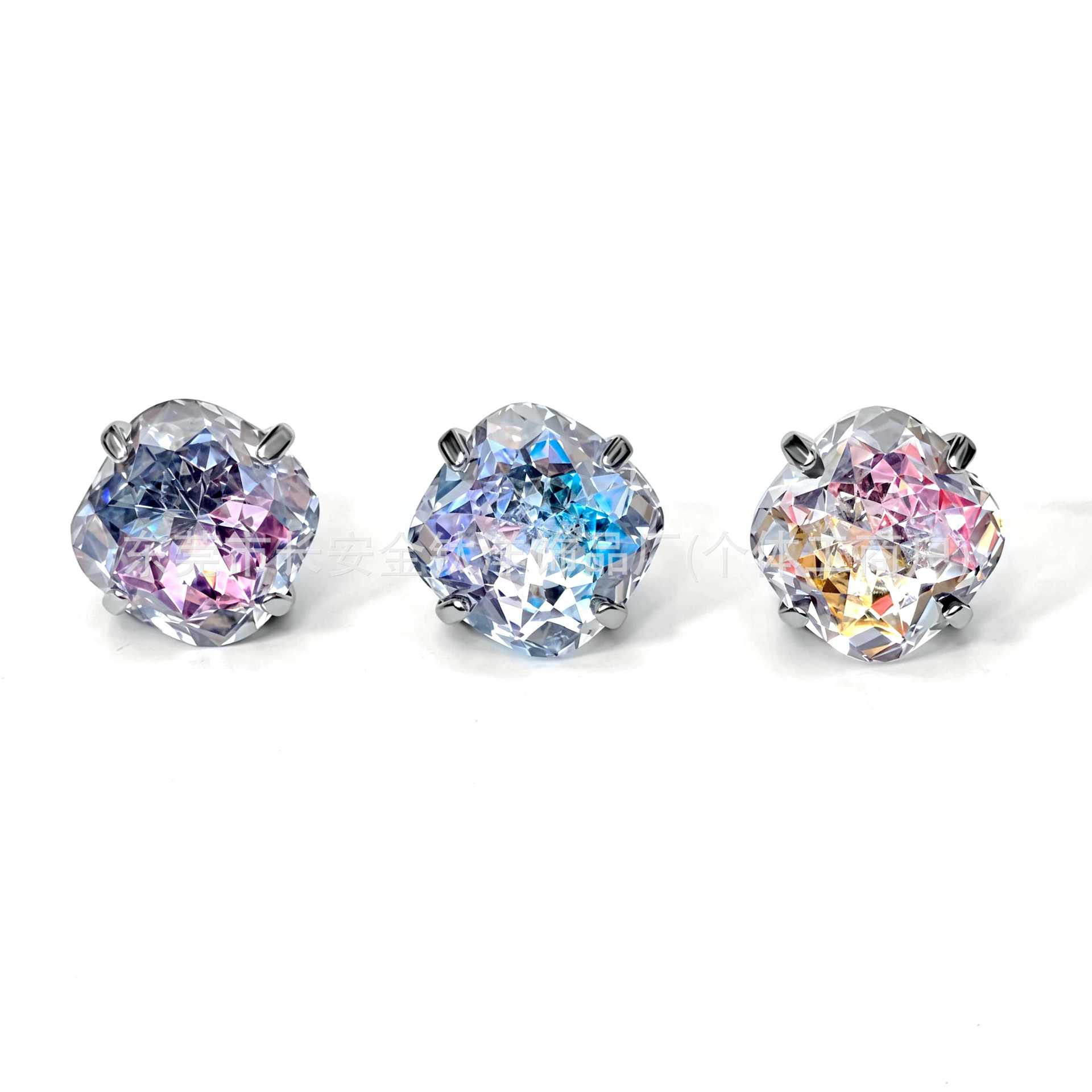 F136 Titanium Round Base Claw-Set Gradient Lip Stud Earrings, Ear Bone Studs, G23 Titanium Alloy Piercing Jewelry - Image 4