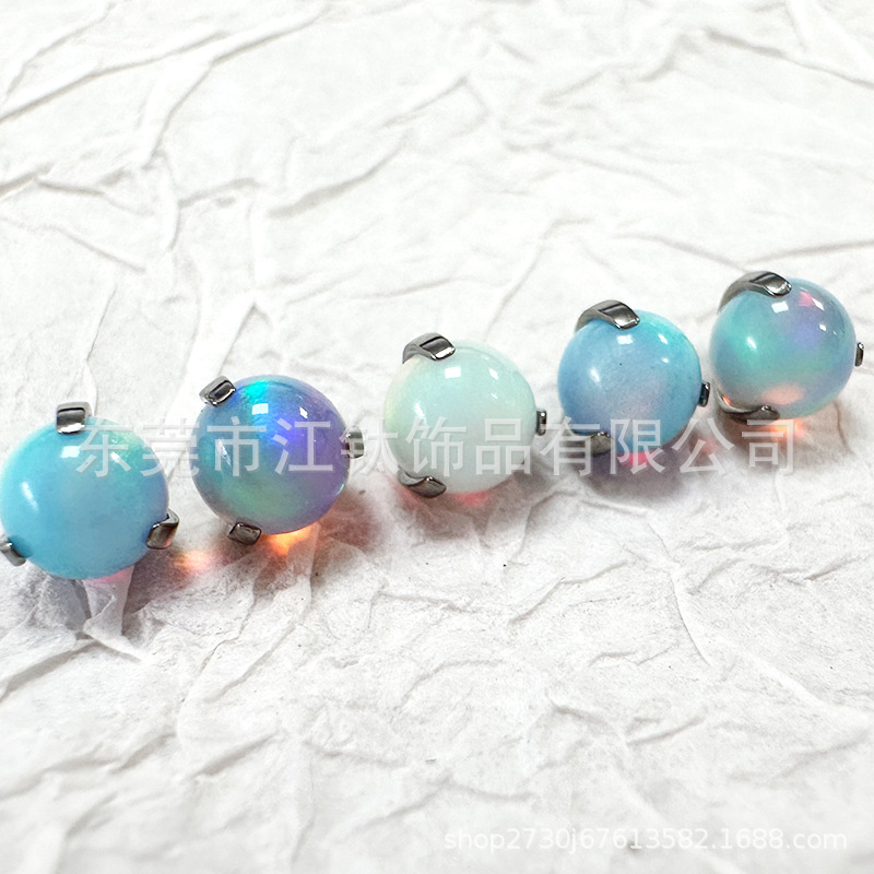 G23 Titanium Nebula Oval Ear Stud Three Claw Lip Nail Tongue Nail Body Piercing Jewelry JT431 - Image 4