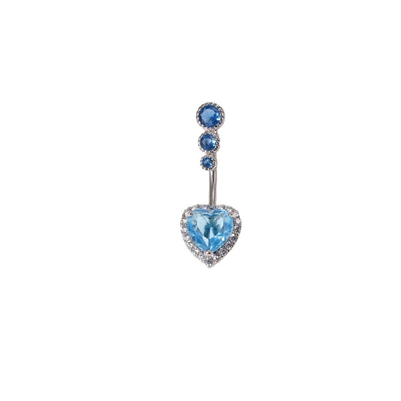 Europe USA Cross-Border Amazon Love Belly Button Nail Blue Diamond Zircon Female Navel Ring Hot Girl Piercing Jewelry - Image 5
