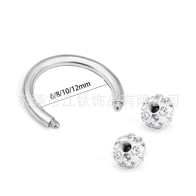 Jiang Ti F136 Titanium Earrings Full Diamond Shambhala Mud Diamond Soft Ceramic Ball Ear Nail G23 Titanium Alloy Puncture Jewelry - Image 4