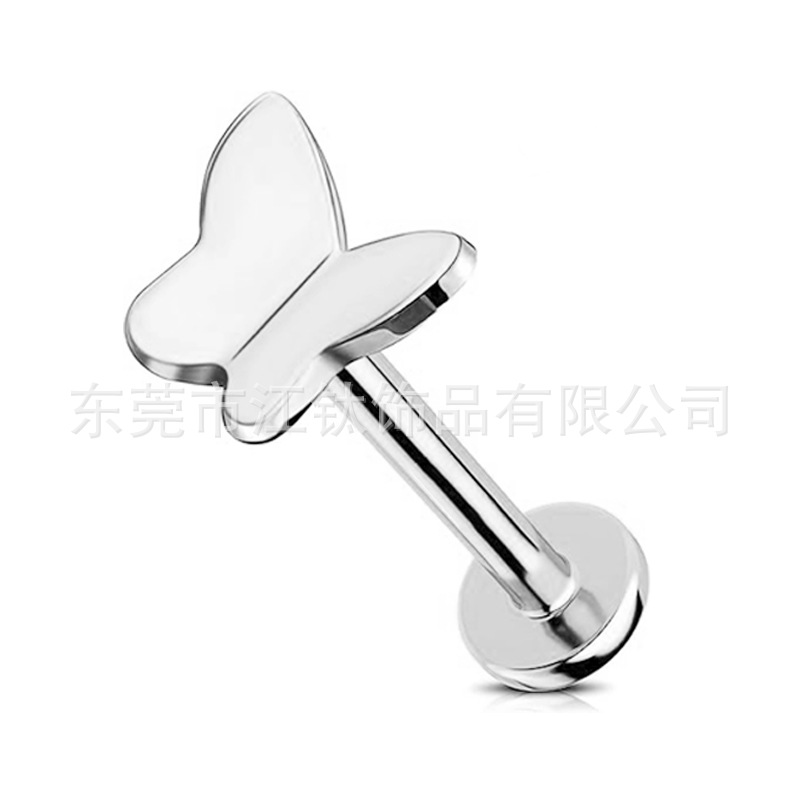 F136 Titanium Butterfly Ear Bone Nail Thread Ear Stud Body Piercing Jewelry - Image 5