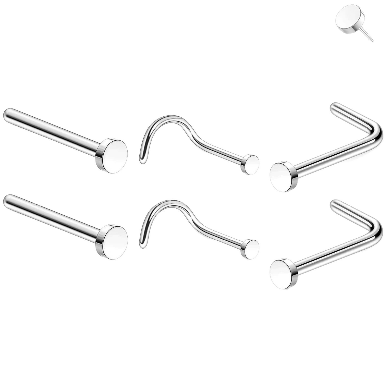 F136 Titanium Round Cake Pin L-Shaped 7-Shaped Lip Nail Nose Ring Septum Piercing Jewelry 0.8x7mm - Image 5