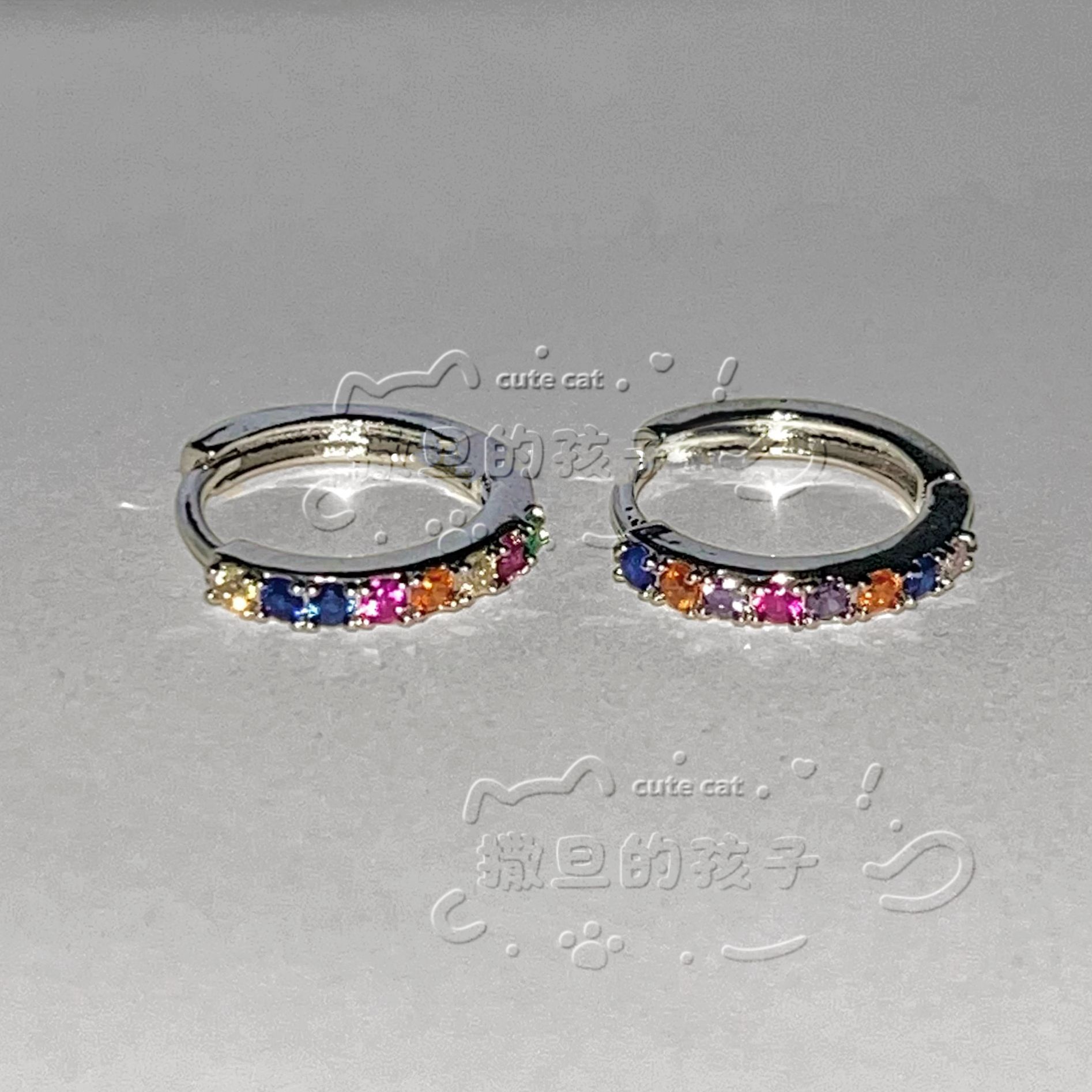 Satan's Child Wandering Art Student Rainbow Infinity Ear Studs 316L Surgical Steel Cochlear Daith Helix Earrings - Image 5