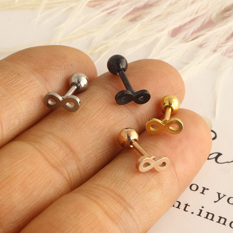 Lucky 8-Word Ear Bone Nail Piercing Ear Studs Multi-Diamond Stud Earrings Rose Gold Amazon Hot Sale Jewelry - Image 5