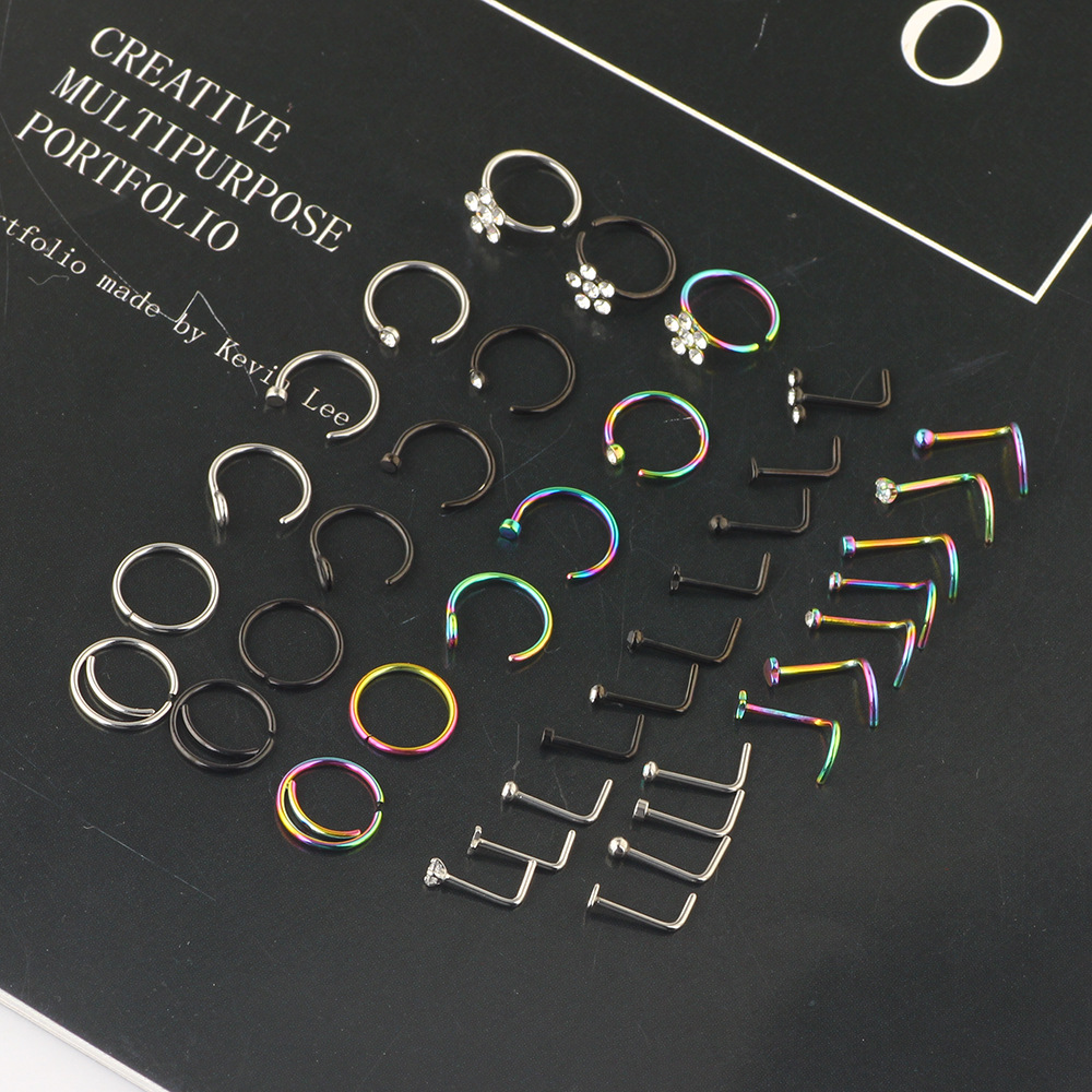 Amazon New Combination Nose Nail Nose Ring Set Stainless Steel Body Piercing Jewelry - Image 5