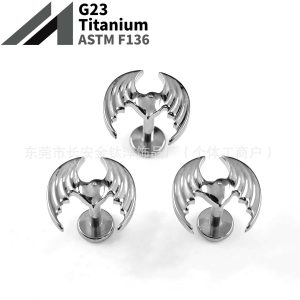 F136 Titanium Devil Wings Love Halloween Nose Nail Ear Bone Nail G23 Titanium Alloy Body Piercing Jewelry