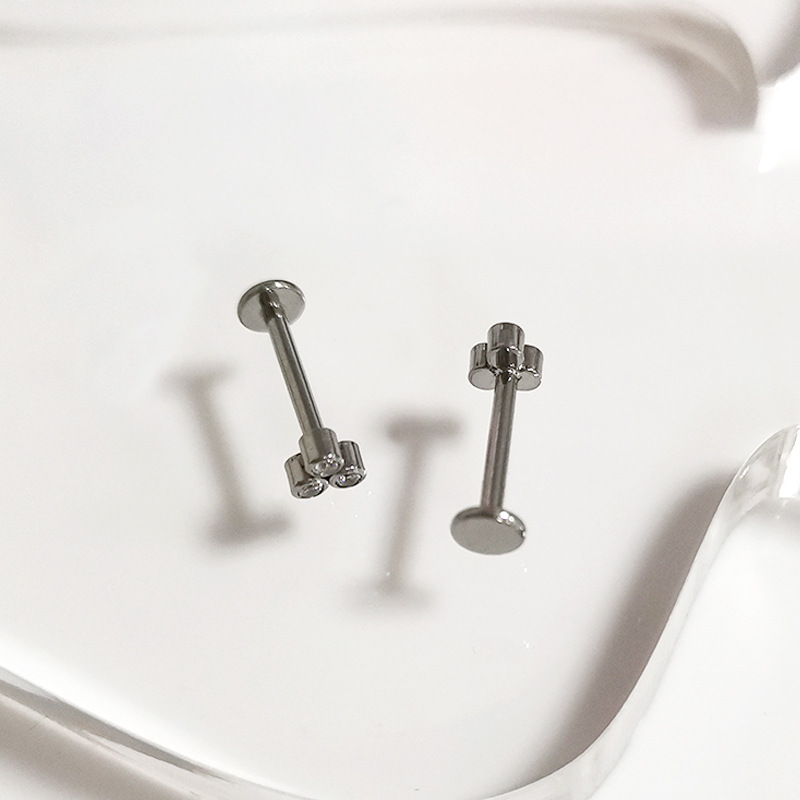 F136 Titanium Earring with 5A Zircon Inlaid Internal Thread G23 Titanium Alloy Cartilage Piercing Jewelry Ear Nail - Image 2