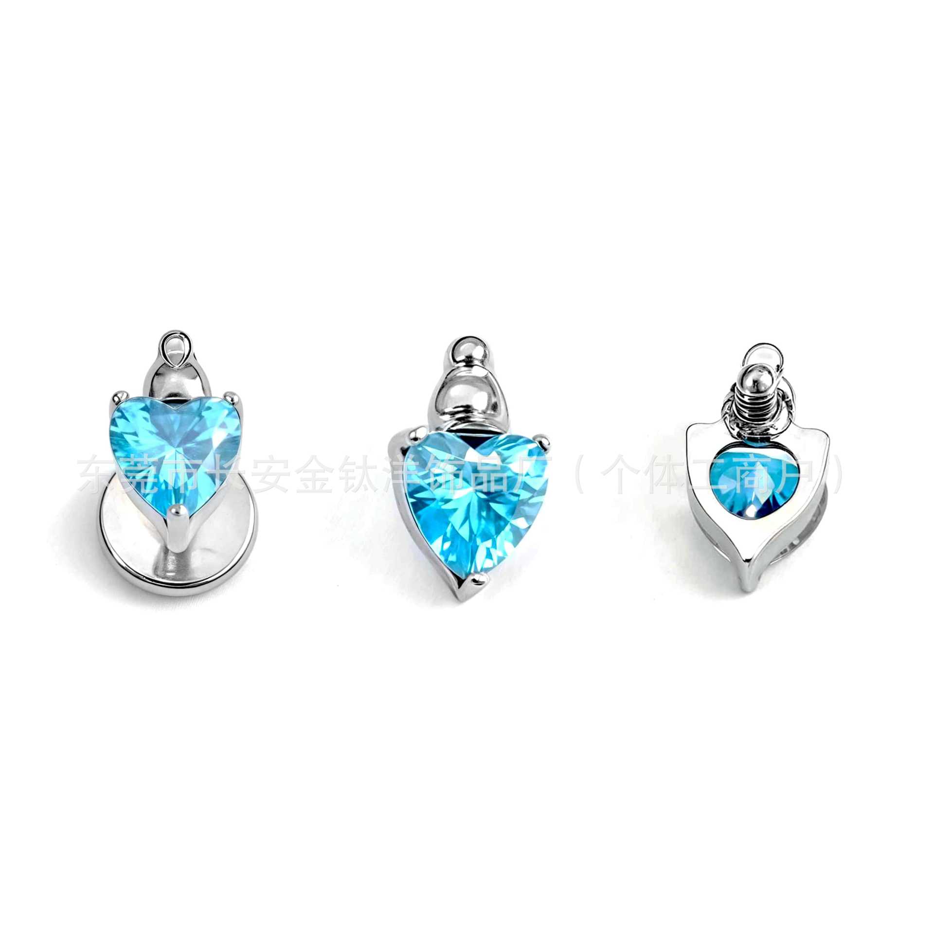 F136 Titanium Internal Thread Heart-Shaped Stud Earrings Lip Studs Nose Studs G23 Titanium Alloy Body Piercing Jewelry Ear Cartilage Studs - Image 4