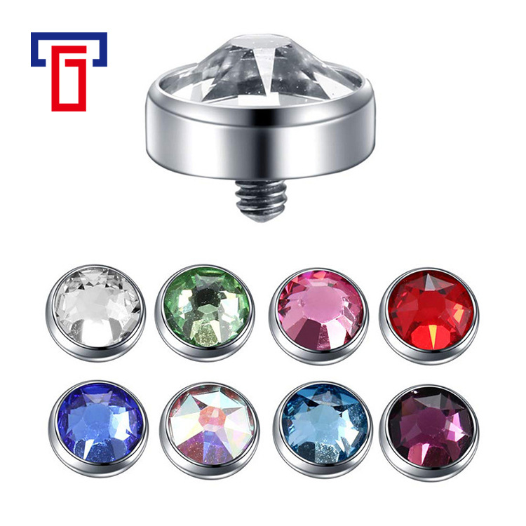 G23 Titanium Internally Threaded Buried Nail with Imported Czech Diamond Implant Base Piercing Jewelry - Image 2