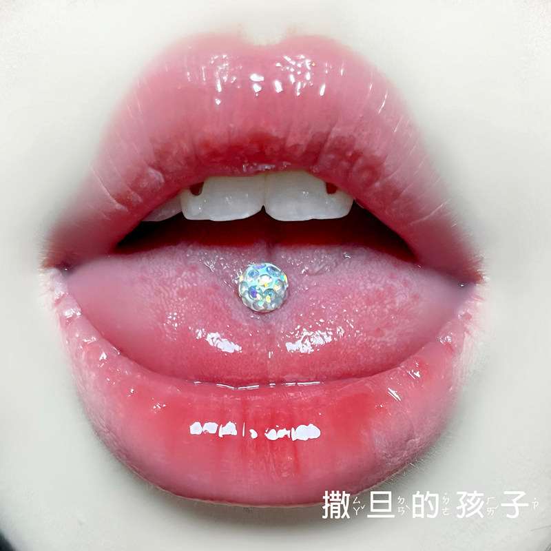 Smooth Comfort Non-Grinding Tongue Nail Flash Drill Internal Thread Titanium Steel Small Beads Tongue Nail Tongue Ring Puncture Tongue Nail New Product - Image 2