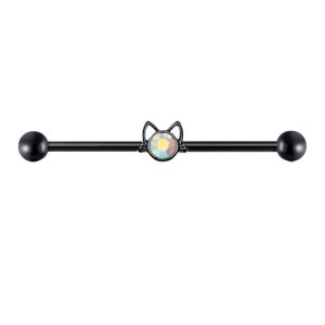 Black Cat Geometric 316L Surgical Steel Industrial Barbell Bridge Ear Piercing Jewelry