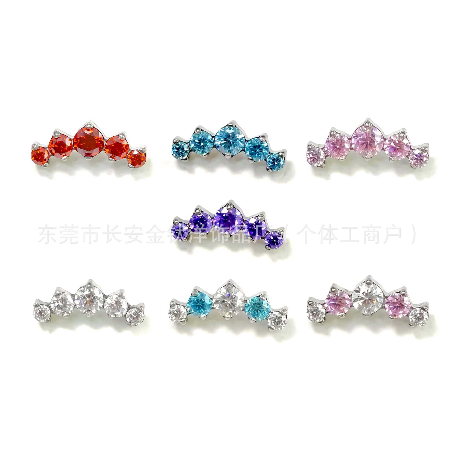 G23 Titanium Five-Link Zirconium Earrings with 5A Zircon Ear Bone Nails Piercing Jewelry - Image 5