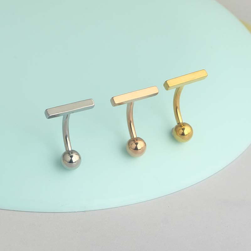 Rose Gold Simple Geometric Belly Button Ring Stainless Steel Navel Jewelry for Women - Image 3