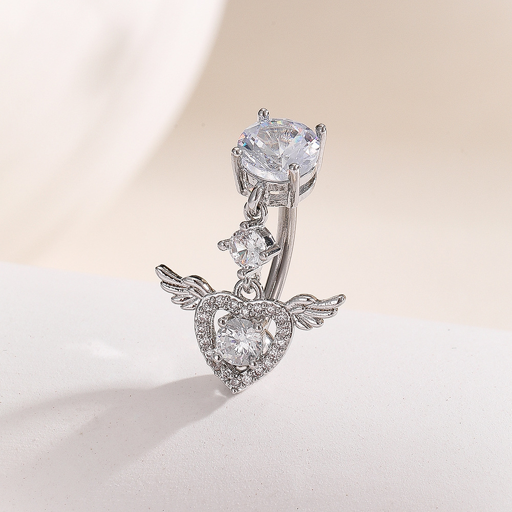 Best Seller Inverted Flower Diamond Navel Ring Body Piercing Jewelry for Women - Image 3