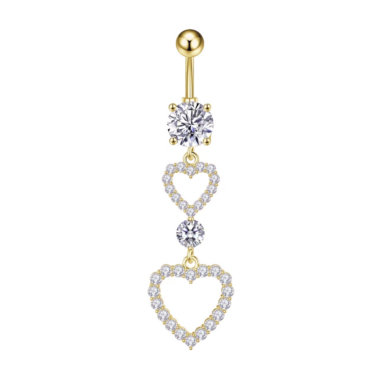 Pentagonal Heart Navel Ring - Stainless Steel Belly Button Jewelry for Women - Image 5
