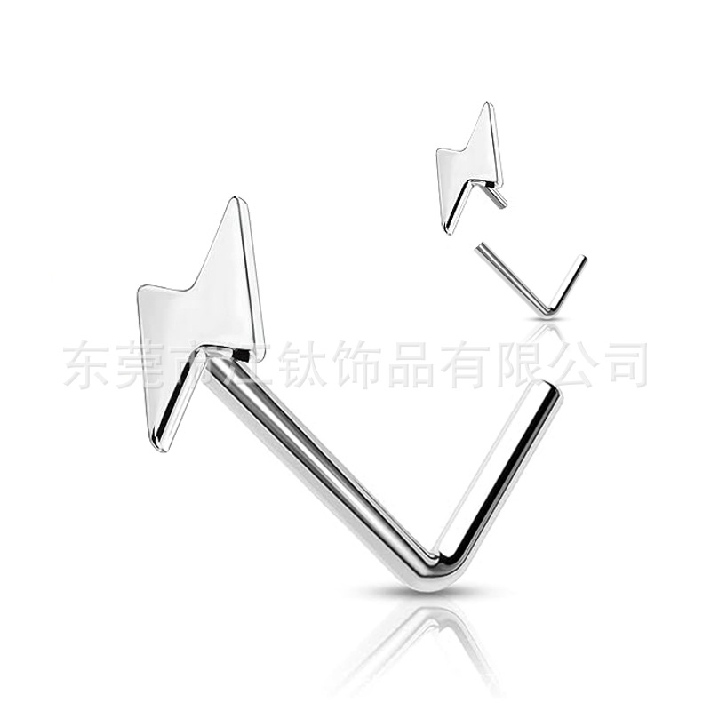 ASTM F136 Titanium Nose Stud Moon Star Heart Cross Lightning G23 Body Piercing Jewelry Nose Ring - Image 5