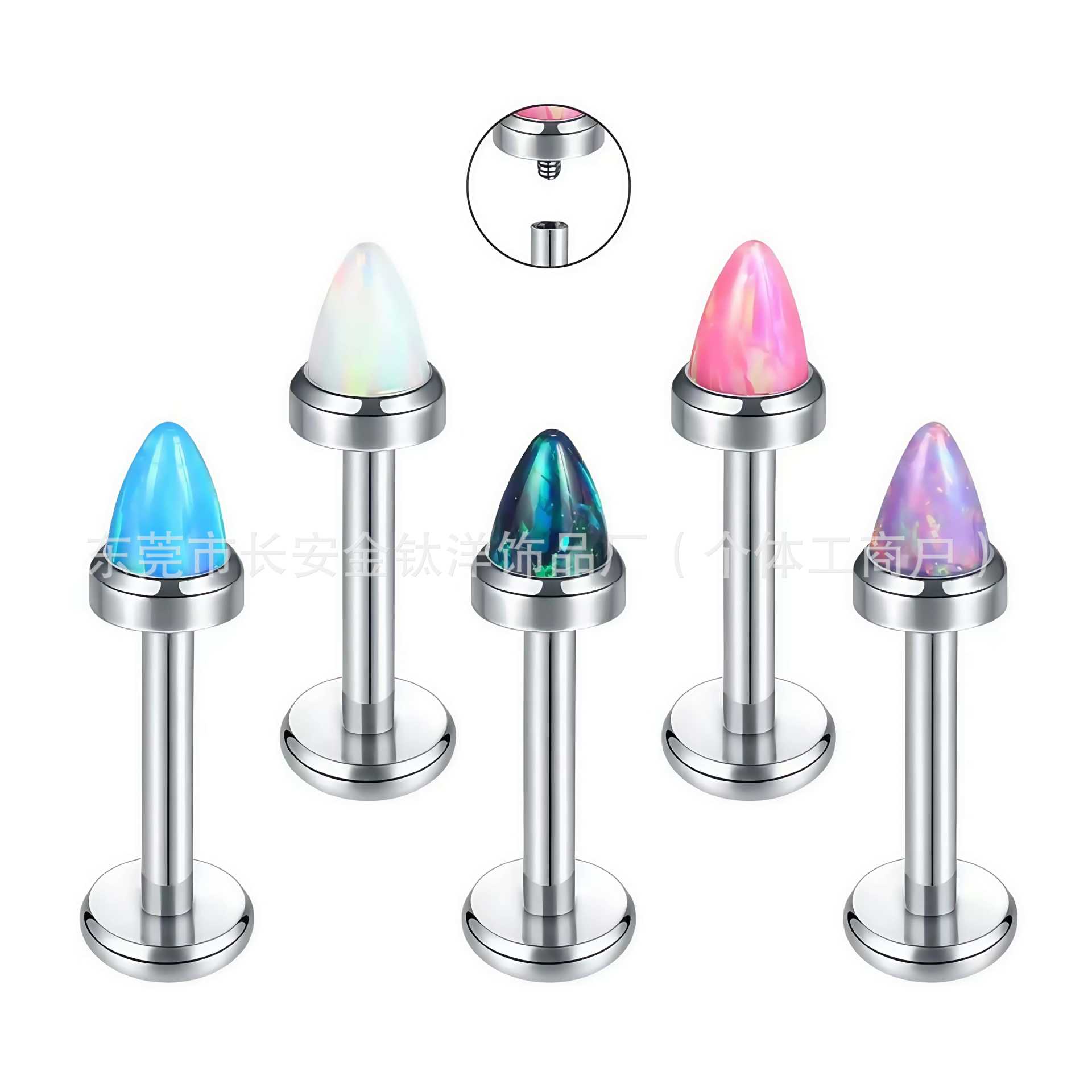 F136 Titanium Internal Thread Pointed Opal Nose Nail Lip Nail Ear Bone Nail Body Piercing Jewelry - Image 5