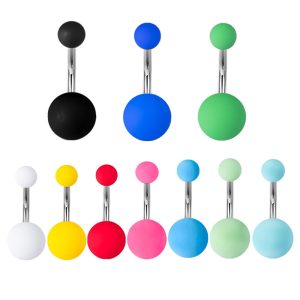 Frosted Solid Color Acrylic Belly Button Ring - Sunflower Style Multi-Color Pack