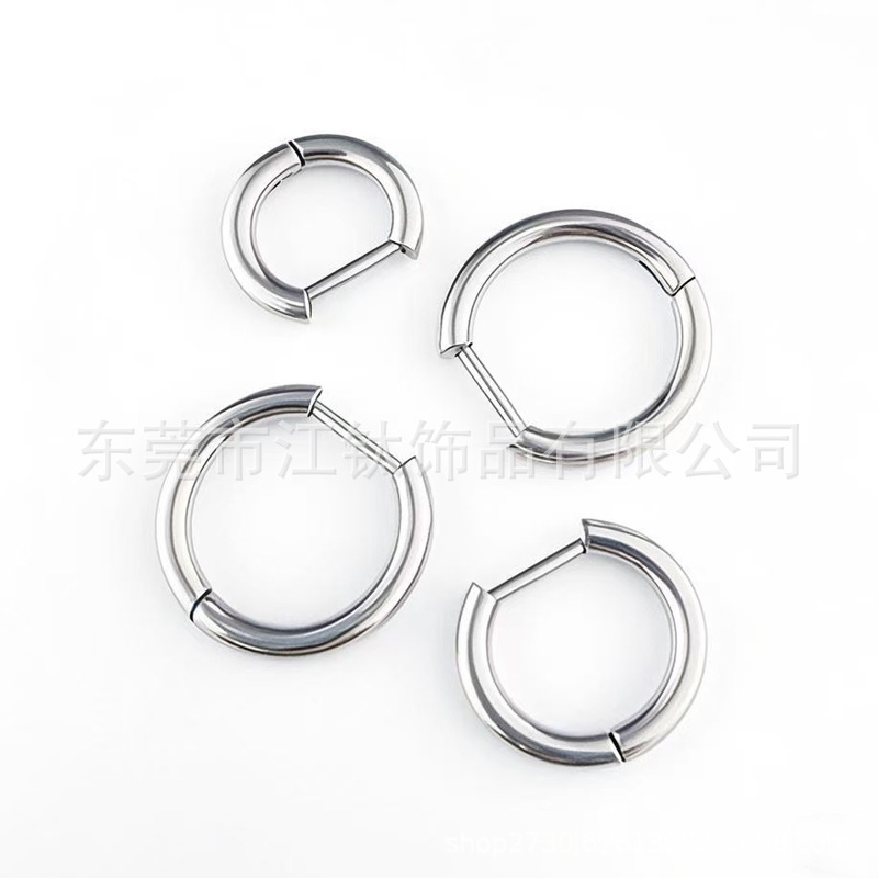 G23 Titanium Straight Pin Earring D-Shaped Basic Plain Ring - Cartilage Jewelry - Image 4