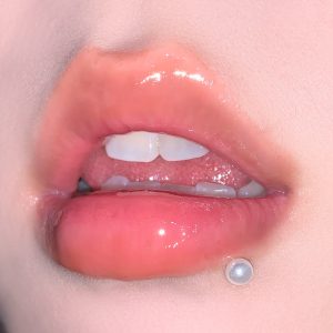 White Pearl Lip Nail Steel Titanium Outer Teeth Cute Personality Niche Ear Bone Nail Straight Nail Hot Girl Wind Piercing Jewelry Wholesale