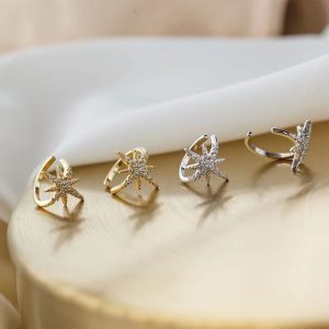 2023 New Gold Six-Pointed Star Ear Clip Earrings for Women - No Piercing Needed, Temperament Style