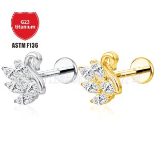 G23 Titanium Swan Zircon Lip Nail Ear Cuff Cross-border Body Piercing Jewelry