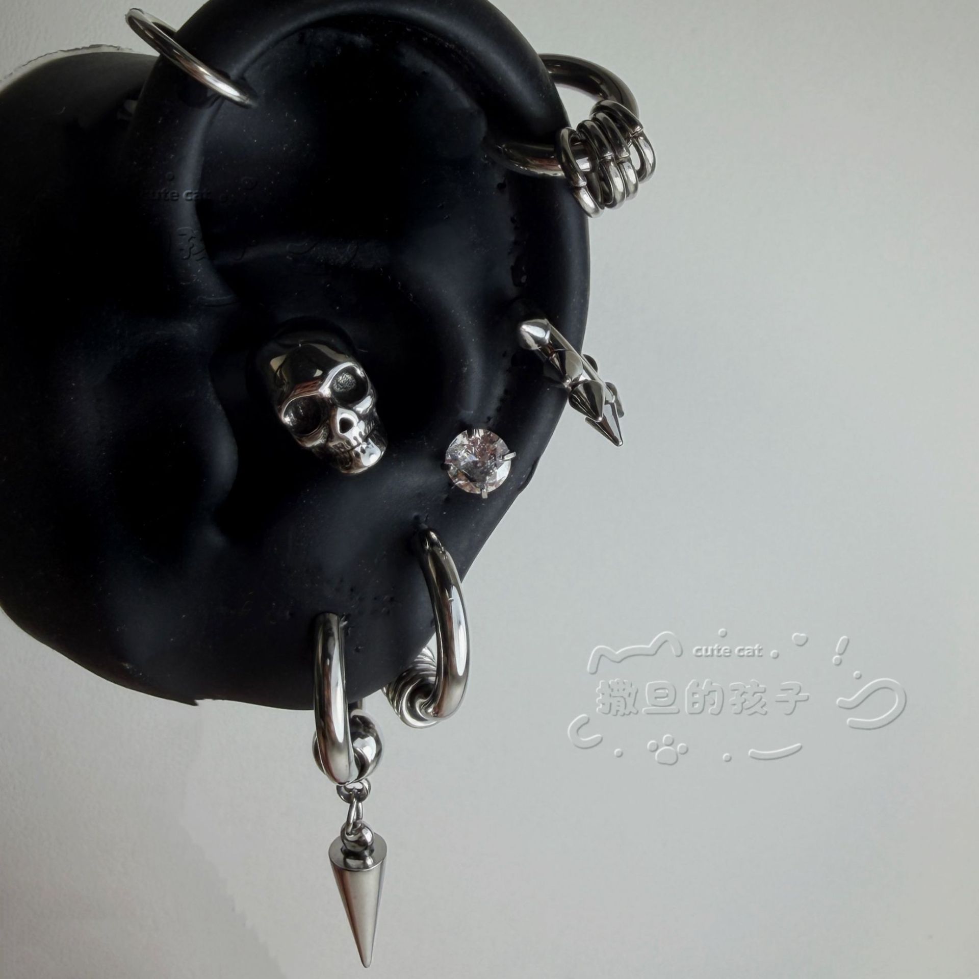 Ear Bone Studs Titanium Steel Plain Dark Black Earrings Hoop Studs for Helix Tragus Conch Piercing - Image 2